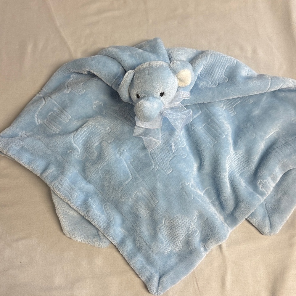 🐥 Adorable Blue Elephant Baby Blanket - oversized lovey/nunu/security blanket